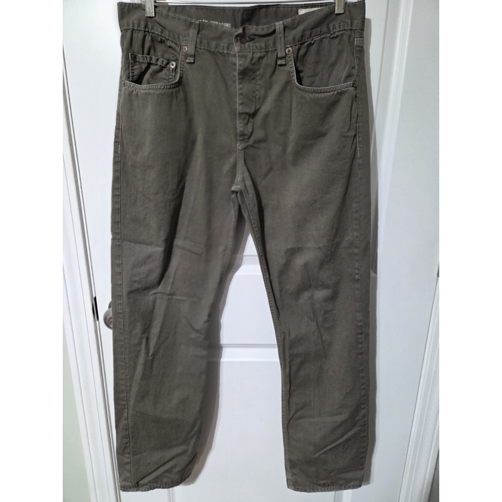 Rag & Bone RB 15X Slim Straight button fly Green cotton pants Workwear 32x30